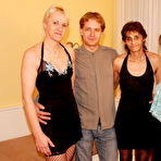 First pic of Three older ladies share one hard cock