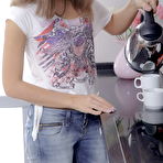 First pic of Lovely teenage gal seduced by her boyfriend in the kitchen
