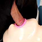 Fourth pic of Sex Previews - Latex Lucy is bound up to a table for latex bdsm sex
