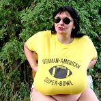First pic of Nature Breasts - Fat Brunette Showing Boobs Outside