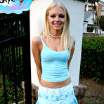 Third pic of Blonde tease Skye loves to tease with her perky teenage tits and her tight round perfect ass outdoors