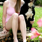 First pic of Amateur teenie Lara Brookes posing on the backyard