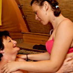 Second pic of Horny old and young lesbians have fun at their vacation house