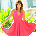 First pic of First Time Videos Girls |  Melina | A Pretty Teen Girl In A Pink Summer Dress Stuffing Her Panties Outdoors