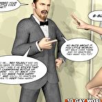 Second pic of Pleasing gay customer 3D gay comics: male anime cartoons about huge cock of drunk hunk, public fuck of young twink man dude and jerking of 10 inch cock in kitchen: freaky hentai gay orgy