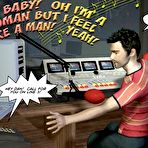 First pic of 3D bisexual anime comics about gay close contact interview of shemale superstar by young innocent DJ Dan