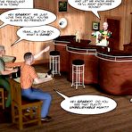 First pic of 3D gay comics about hot secret of Sparky the barman, his young twink worker and stud dude