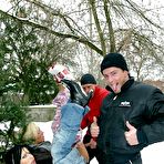 Fourth pic of Berlin Public Bangers - Winter Outdoor Groupsex Action