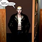 Fourth pic of Rock'n'roll 3D gay comics: gay hunks threesome orgy in a musical studio: hot male anime story
