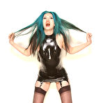 Third pic of Long legs Supermodel Aprella in Black Latex