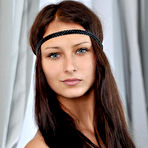 First pic of Topless nude model posing sexy in her black mesh opaque holdups