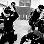 Second pic of Sharon Stone sexy as robber black-&-white photoshoot