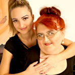 First pic of Old and young lesbian couple making out on bed