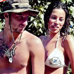 Fourth pic of Aida Yespica topless on the beach paparazzi shots