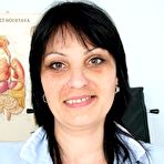 First pic of Zora midle aged perverted nurse twat masturbation at gyno clinic with gyno instrument and latex cock