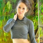 First pic of Leia of FTV Girls: small breasted brunette strips and fingers her tight pussy