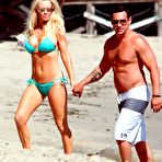Second pic of Jenny McCarthy sexy in blue bikini on the beach