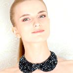 First pic of Blonde chick Dalia strips off tight jeans and exposed the stretched shaved beaver