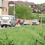 Second pic of Wild and attractive teen babe Orsy A strips naked in public and teases construction workers. - TheMetArt.com