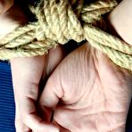 Second pic of SexPreviews - Harley Ace in blue dress stripped for rope bondage her pussy is toyed