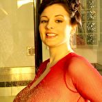 First pic of Lorna Morgan - red fishnet top