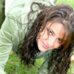First pic of Annabelle Angel - Annabelle Angel strips her sexy green outfit outdoors and shows us her perky boobs