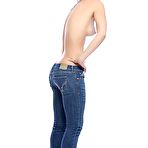 Fourth pic of Hot Topless Blonde Babe In Jeans