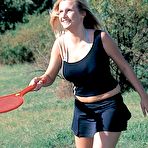 First pic of Clubseventeen busty teen amateur showing boobies on a public field