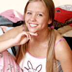 First pic of Dawson Miller - Cute burnette babe Dawson Miller posing on her bed and shows her perfect titties