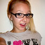 First pic of Amateur blonde girl with glasses does some nude mirror shots.