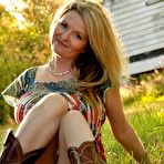 Second pic of Trixie in cowboy boots & faded jeans skirt