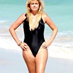 First pic of Josie Goldberg boob out from black swimsuit on the beach