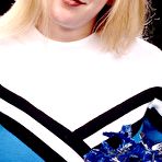 First pic of Blonde Petite Teen Stripping Off Her Cheerleader Uniform