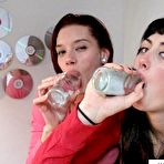 Second pic of college girls from dorm room have threesome sex with friend