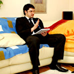 First pic of LoveNylons.com - Stockinged babe playing nylon games itching for hardcore finale on table