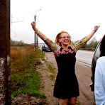 Fourth pic of Dirty Public Nudity. Luba pissing on the road