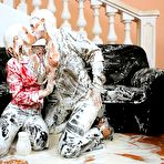 Fourth pic of allwam - all wet and messy girls - wetlook fetish - two glamour models get wet and messy with milk