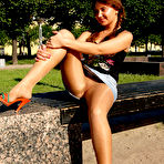 Fourth pic of Lustful chick watching TV before undressing up to her flesh-colored tights