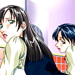 Second pic of Bondanime.com present this movie : Caught hentai girls ritual fucked by bandits in the toilet