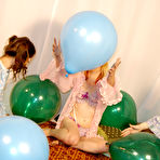 Second pic of Sleepover balloon popping lesbo fight