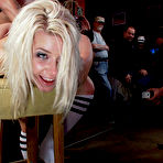 Fourth pic of Public Disgrace - Incredible hot ass blonde sucking cocks in brutal blowjobs and fucked in public sex orgy