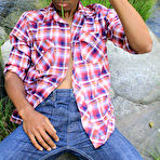 Second pic of Big Dick Black Cowboy CJ Wright Masturbating in the woods