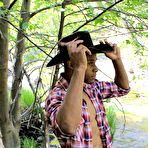 Third pic of Big Dick Black Cowboy CJ Wright Masturbating in the woods