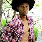 Fourth pic of Big Dick Black Cowboy CJ Wright Masturbating in the woods