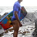 Second pic of Big Dick Black Surfer Masturbating on the Beach