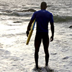 Third pic of Big Dick Black Surfer Masturbating on the Beach
