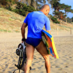 Fourth pic of Big Dick Black Surfer Masturbating on the Beach