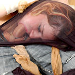 Third pic of Nylon-crazy couple getting wild while fondling luxury pantyhose in 69 game
