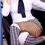 First pic of Boob Study - Classy Edith shows off her body and big boobs while wearing a tie and sexy fishnet stockings