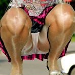 Second pic of Pantyhosed chick with sell-shaped body fitting extremely seducing dresses